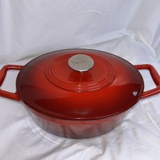 Denby Red Large Oval Cast Iron Pot Enamelled Casserole Oven Roasting Dish