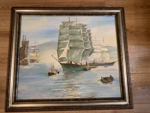 Chinese junk ship painting - chinese,