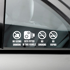 2 x Stickers Vehicle No Smoking Vaping Eating Drinking CCTV Sign Car Taxi Window