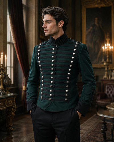 Men green hussar military - green,