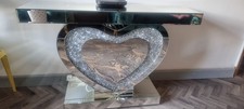 MIRRED CRUSH CRYSTAL HEART  CONSOLE TABLE