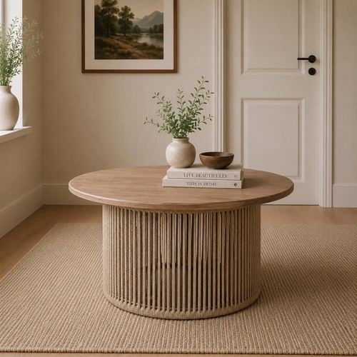 Round rope design coffee table - coffee,