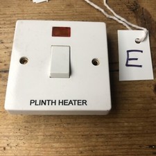 Crabtree 4015/3 20A Double Pole Switch C/W Neon Marked “PLINTH HEATER”