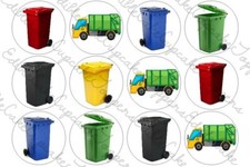 Bin Lorry Man Dustbin Wheelie Bin Refuge Waste Cupcake Toppers Edible Icing Cake