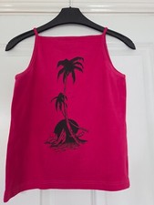 JIGSAW FUCHSIA HOT PINK BLACK TROPICAL BEACH PALM TREE STRAPPY TANK VEST TOP - 8