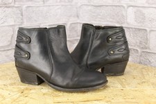 BLACK LEATHER BLOCK HEEL ANKLE