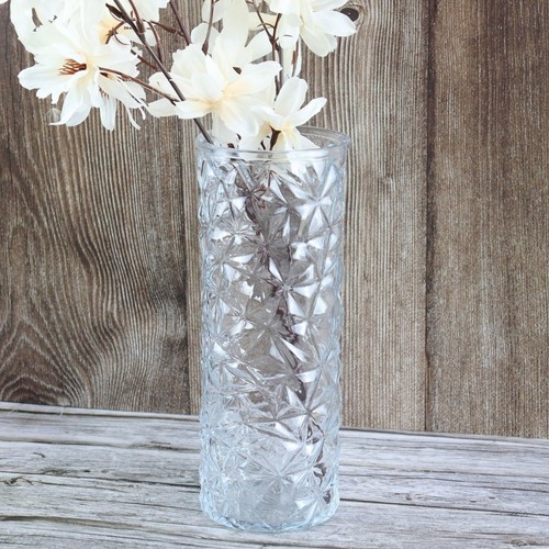 Clear textured glass vase - textured,