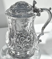 Superb Sterling Silver & Gilt, Lidded Quart Tankard, By Martin Hall 1859 : 665g