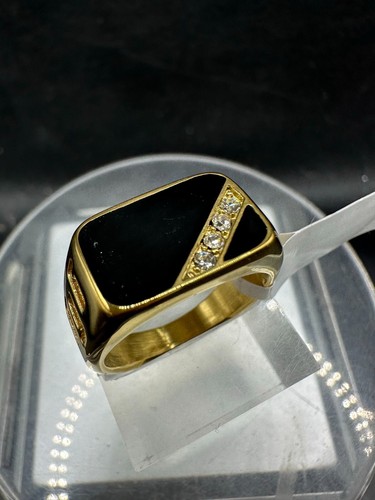 Mens onyx ring gold - , pinky