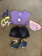NICE SELECTION OF BUILD A BEAR HELLO KITTY CLOTHES & ACCESSORIES TOP, SKIRT +++