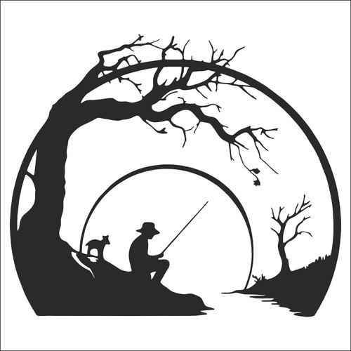 Fishing tree river vinyl - tree,