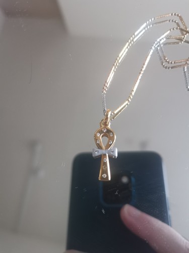 Ankh pendant white and yellow - and,