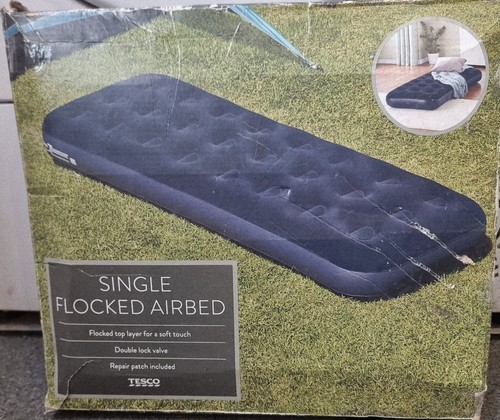 Tesco single blue flocked - blue, air