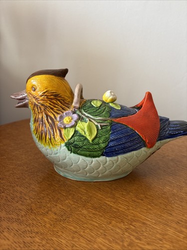 Antique japanese majolica duck - majolica,