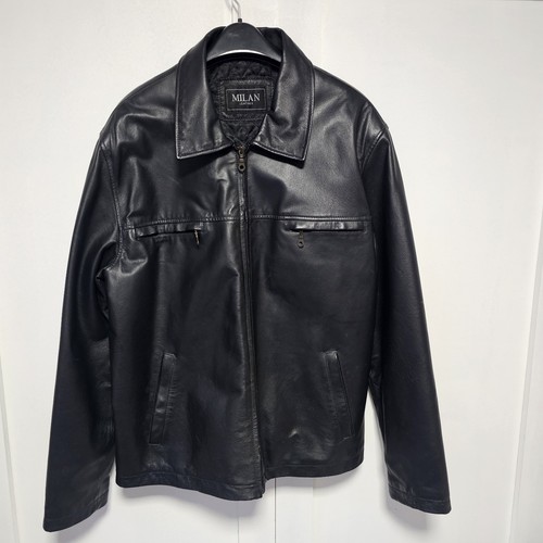 Milan leather jacket - leather, black
