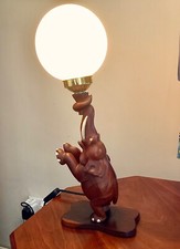 ELEPHANT TABLE LAMP VINTAGE HARDWOOD 18” HIGH FULLY REWIRED AND TESTED 1940/50s