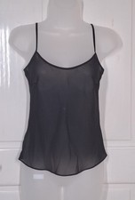 Whistles Sheer Silk Black Strappy Cami Top Size 8 Adjustable Straps