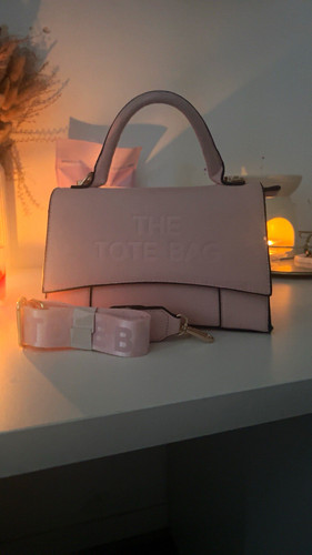 Baby pink tote bag with - , cross