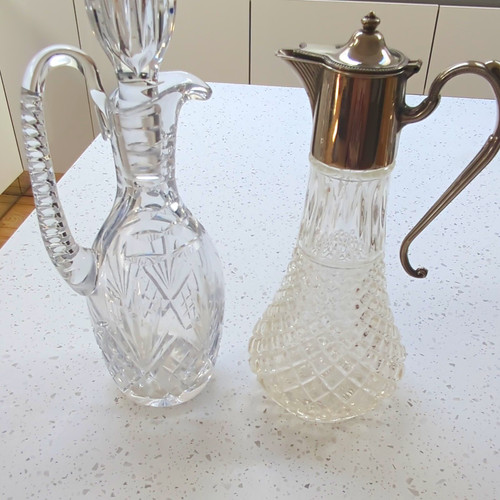 Pair vintage decanters cut - pair,