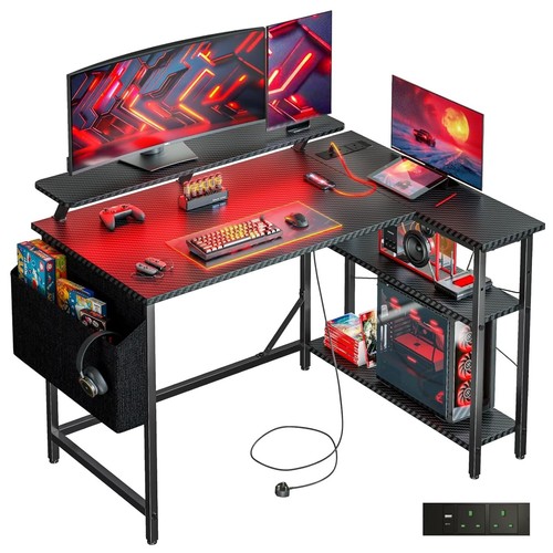 Shaped gaming desk - shaped, led