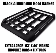 Large Black Aluminium Roof Rack Basket Tray Luggage Cargo Carrier with Bars XL-B