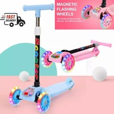 Kids Kick Push Scooter 3 Wheel LED Flashing Tilt Lean Boys Girls Scooter Gift 