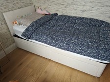 Single Bed Cream Fabric With Drawers