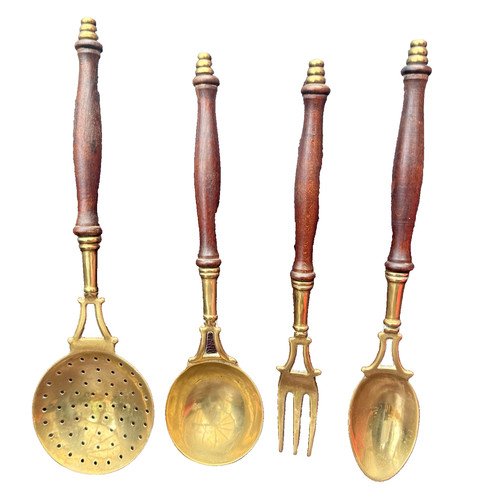 Vintage kitchen utensils - vintage, brass