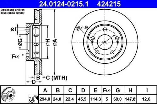 Brake disc ate - ate, 24.0124-0215.1
