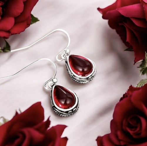 Red garnet filigree silver - garnet,