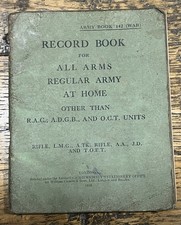 Vintage 1938 Army Book 142 (War) Record Book for All Arms Regular Army Pre WW2