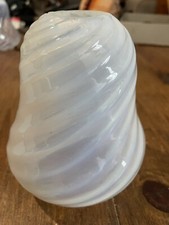 Antique Frilly Rim Swirl Striped Vaseline Glass Lamp/Light Shade.