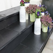 Black limestone BullNose Steps 1000x350x30mm Indian Paving