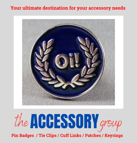 New blue enamel lapel pin - oi!,