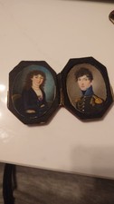 Rare 18th Century Venetian Miniature Portrait Pair - Man in Military Uniform