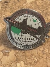 very rare vintage london heathrow airport anniversary badge 5th year 1991-1996