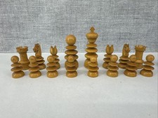 ANTIQUE CHESS SET CALVERT PATTERN KING 74mm AND OLD BOX - NO BOARD