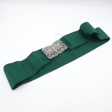 Antique Silver Plated Buckle Green Fabric Nurse's Belt