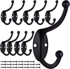 10/30/50PCS Metal Double Hat & Coat Hooks Door Wall Robe Dress Clothing Hanger