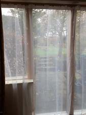 PAIR OF SEATTLE WHITE NET CURTAINS, SIDES OVERLOCKED, FOR WINDOW 60 X 123cm