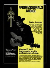 WAYLON JENNINGS - ALVAREZ-YAIRI GUITARS - 1986 Print Advertisement