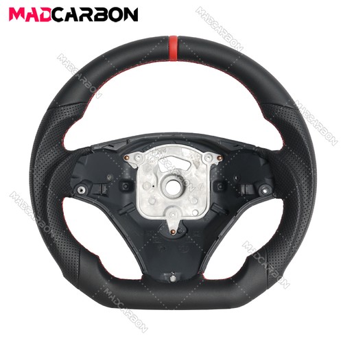 Black leather steering wheel - black,