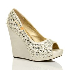 WOMENS LADIES HIGH WEDGE HEEL