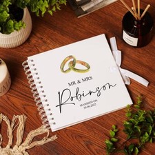 Personalised Wedding Scrapbook Photo Album Gift with Gold Ring Design UV-1146