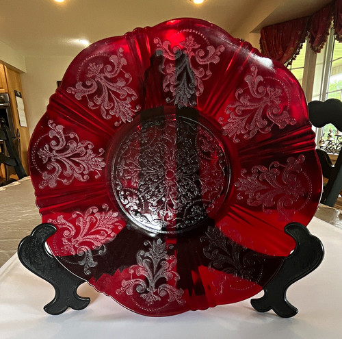 Ruby red depression glass - ruby, 12
