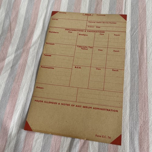 Ec7a form vintage medical card - vintage,