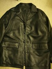 Peter Werth Black Leather Coat Jacket Size Large / XL New