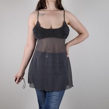 Sheer grey slip dress - slip, lingerie