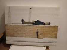 LS LOWRY, MAN LYING ON A WALL- CANVAS 12" ×16"