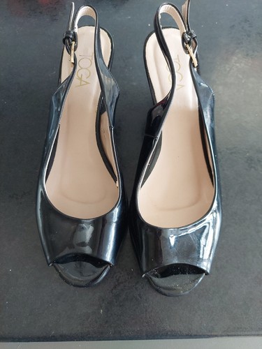 Black patent sling back - black,
